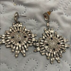 Chicos Elegant Silver Crystal Earrings